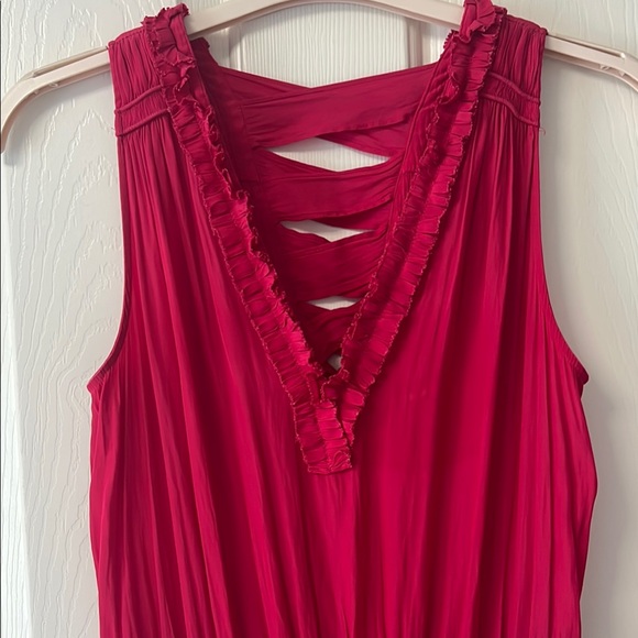Ramy Brook Pink Ella Dress - Ruffled Tie Back Sundress Size Small - Picture 7 of 8